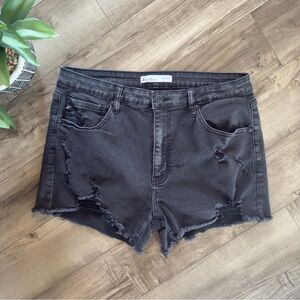 KanCan for Maurices black distressed denim shorts size 30